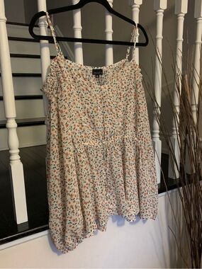 Zenobia Cream Floral Print Spaghetti Strap Blouse